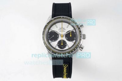 Swiss Copy Omega Speedmaster Chronograph Watch White Dial Yellow Second Hand